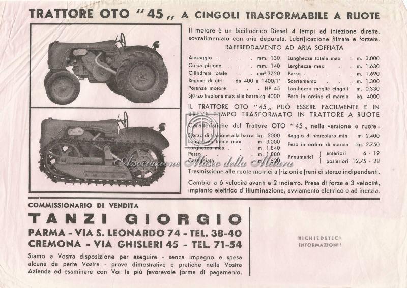 Trattore OTO "45" a cingoli trasformabile a ruote