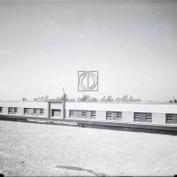 Vista della palazzina durante le prove di difesa contraerea