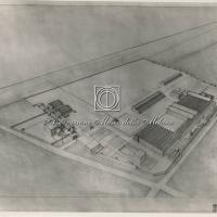 Fotografia di disegno tecnico - Vista a volo d'uccello dello stabilimento